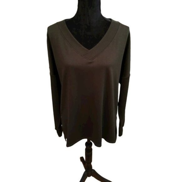 NWT‎ SIZE M Sofia Active Women's Fleece Pullover Top Double with Double V Neck - Picture 6 of 12